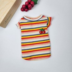 개인싸 강아지옷 스트라이프 무지개 프릴 골지 나시티 S-XXL, 레인보우