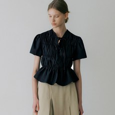 아워코모스 comos 695 puffy ribbon blouse (black)