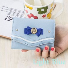 여성용 세일러 문 지갑 캔디 컬러 활 매듭 클러치 백 PU 가죽 카드 동전 지갑, [03] light blue