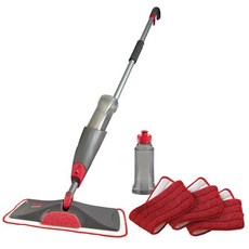 Rubbermaid 극세사 Reveal 스프레이 대걸레 바닥 청소 키트 습식 패드 3개 및 건식 사용을 위한 솔루션 리필 가능한 병 1개 세척 재사용 무선 모든 유형에 적합, 접을 수 있는 디자인
