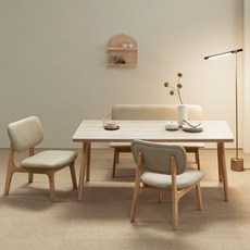 밀랑 아우라 양면 포셀린세라믹 4인용 원목 낮은 식탁 테이블 의자 벤치, 1400, 식탁테이블(단품)