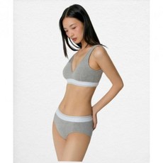 MUSINSA STANDARD WOMAN 우먼즈 코튼 화이트 밴디드 브라렛 [그레이]