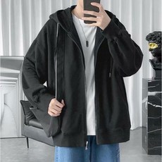 심플 남여공용 오버핏 후드집업