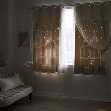 디망쉬암막레이스커튼창문세트