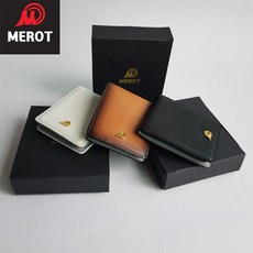 머롯 신개념 3단 머니클립 천연 소가죽 선물용 케이스