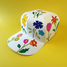 드로잉캡 컬러링 꽃도안 종이모자 아동 시니어 간단한 색칠공부도안 모자만들기 10개세트