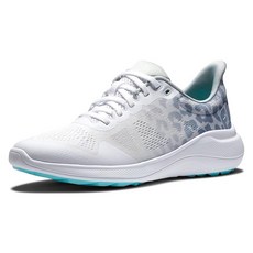 풋조이 FootJoy 여성용 Fj Flex 골프화 화이트/그레이/레오파드 7.5