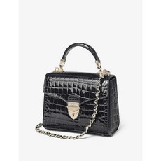 ASPINAL OF LONDON crossbody bag 아스피날 오브 런던 메이페어 미니 악어 엠보스 가죽 크로스백 블랙