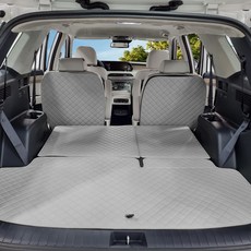 아이빌 현대 팰리세이드 신형퀼팅 4D 자동차 트렁크매트 + 2열등받이 풀세트, 7인승 수동폴딩, 블랙+블랙