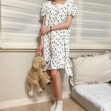 데코라멘 보덴 요루면 스퀘어넥 반팔 여름 원피스잠옷 파자마 홈웨어