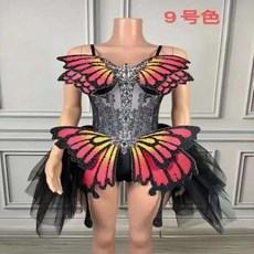 나비 날개 섹시한 무대 실버 크리스털 다채로운 스판덱스 바디 슈트 여성 생일 축하 파티 복장 공연 댄스