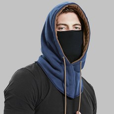 겨울 방한 후드 넥워머(마스크탈부착) 부드러운내피 남성 여성 바라클라바 골프 스키 보드 자전거 버프, 네이비