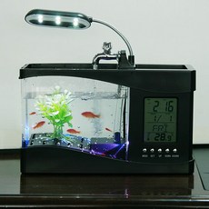 탁상용 미니 어항 디지털시계 마리모 수조 자동환수 USB LED조명 수족관, 1개