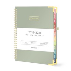 Forvencer 아카데믹 플래너 2025-2026 하드커버 주간 및 월간 캘린더 플래너 2025년 7월 - 2026년 6월 15.2 x 20.3cm(6 8인치) 탭이, 올리브 그린