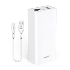 스피디 15W 고속충전 대용량 보조배터리 30000mAh +C타입 케이블, SPE-B2PA30CPQ, 화이트