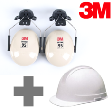 3M 안전모귀덮개 세트 H6P3E(안전모 포함) 안전모부착형 방음 소음방지 청력보호 소음차단 작업용, 1개