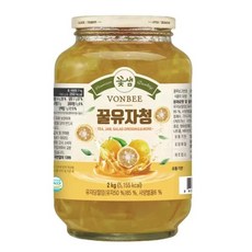사은품(실내화) 증정 + 대용량 국산 국내산 꽃샘 본비 유자청 꿀유자청 액상 유자차 유자청 액상병 대용량, 1개, 1개입, 2kg