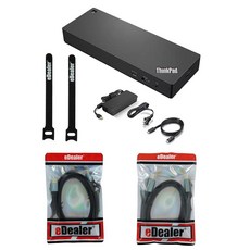 레노버 씽크패드 범용 썬더볼트 4 도크 (40B00135US) + eDealer 스타터 키트 번들, 레노버 씽크패드 범용 썬더볼트 4 도크 (40B0013