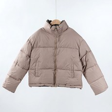 클로랑 소매접이 배색 하이넥 스트링 오버핏 숏 패딩 점퍼