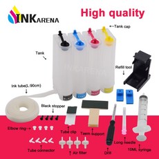 Inkarena ciss 잉크 리필 프린터 교체 hp901 xl 901 officejet 4500 j4580 j4550 j4540 j4680 j4535 키트 diy 4 색|ci, 1개, 러시아, 단일
