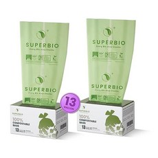 SUPERBIO 9.84L(2.6갤런) 퇴비화 가능한 플랫 탑 쓰레기 봉투 100개 1팩 소형 쓰레기 봉투 BPI 및 OK 퇴비화 인증 ASTM D6400 표준 충족 9, 13 Gallon/ 100 Count