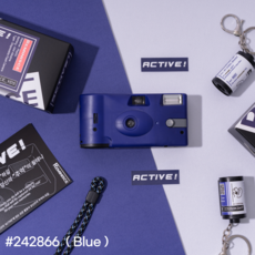 [단품/컬러27장] Active! 필름 카메라(5종 택1), #242866(파랑), 1개