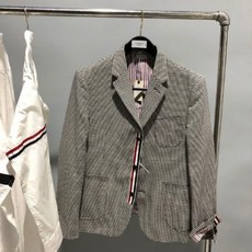 2021 패션 톰 브랜드 블레 이저 남성 의류 캐주얼 그레이 격자 무늬 정장 슬림 피트 남성 자켓 싱글 브레스트 울 겨울