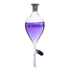 EISCO 분리 깔때기 250ml 압력 이퀄라이징 배모양 1926 플라스틱 마개 로타플로우 스톱콕 붕규산염 유리, 1개 - 이퀄라이징압력