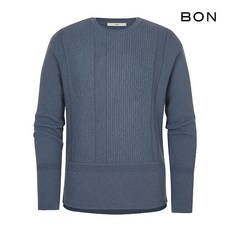 [본] [BON] 솔리드 조직 변형 니트 블루 BN8WSW483