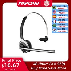 게이밍 헤드셋 마이크 12PCS Mpow M5 무선 헤드폰 블루투스 PC 노트북 트럭 드라이버 통화 용 컴퓨터 취소