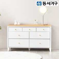 동서가구 해리 와이드 깊은 7단 서랍장 1200 DF921986, 화이트오크콤비, 7개