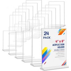 아크릴 간판 홀더 4x6인치 24팩 양면 T자형 테이블 상단 클리어 액자 플라스틱 종이 스탠드 디스플레이 오피스 홈 스토어 레스토랑용