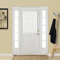 EOM 투명 쉬어 프렌치 도어 커튼 패널 창용 우아한 솔리드 보일로드 포 [25"W x 40"L- Satin White] - E0713074GYMZVT1, 25"W x 40"L- Satin White