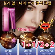 1+1/2+2천연염색약 컬러풀 암모니아 프리 헤어 염색제100ml 염색 전문가염색의 동시 머리를 보호, 100mL, 블랙 브라운*2+그레이*2