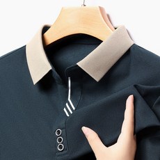 중년 남성 긴팔 티셔츠 고급 순면 카라 폴로 티셔츠 캐주얼 남자 비즈니스 상의 루즈핏 셔츠넥 긴팔티 QXX