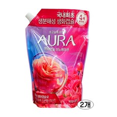 AURA 생화캡슐 섬유유연제 피오니로즈 리필, 1L, 2개