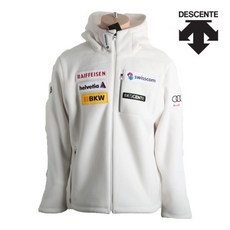 데상트후드집업 남녀공용 SWISS SKI TEAM 후드형 본딩 플리 S0323SKT98 WHT