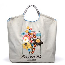 요즘하우스 여성 자수 에코백 초경량 숄더 장바구니 접이식 가방