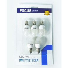 [천호태양]포커스 미니 고추구 램프 LED 1W x 5개입 E12 KC, 주광색(하얀빛)