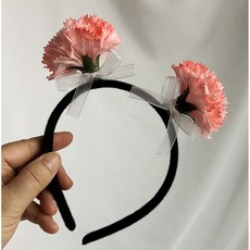 랄랄라 비누꽃 카네이션 머리띠 어버이날 스승의날, 1개, 레드핑크 1개, 레드핑크