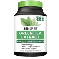 Zenwise Green Tea Extract with EGCG & Vitamin C - EGCG 및 비타민 C가 함유된 Zenwise 녹차 추출물 - 항산화제 및 면역 보충제, 1개, 120정