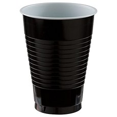 Big Party Pack Jet Black Plastic Cups | 12 oz. | Pack of 50 빅 파티 팩 제트 블랙 플라스틱 컵 | 12온스 | 50팩 | 파티 용, 50개, 1개입, 340g