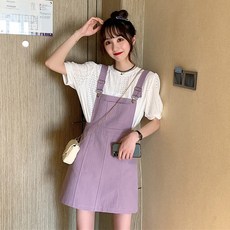 끈 스트랩 데님 멜빵 미디 원피스Z14