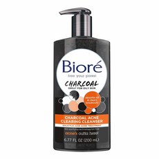 Biore Bior Charcoal Acne Clearing Cleanser 비오레 차콜 숯 아크네 클렌저 6.77oz(200ml) 2팩, 1개