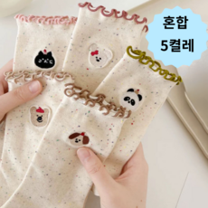 Modern Fashion 여성 귀여운 캐릭터 중목 양말 5켤레 F01