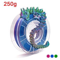 호환 실크 PLA 3D 프린터 필라멘트 플라스틱 인쇄용 삼색 금 구리 250g 1.75mm, 10 Fuchsi Red Green250g, 01 CHINA