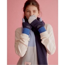 JILLSTUART ACC 19FW 질 바이 질스튜어트 악세서리 JLGV9F671N2 네이비 캐시미어 혼방 배색 벙어리 장갑_A8W6