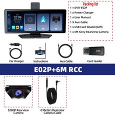 E-ACE 차량용 DVR 카플레이 대시캠 안드로이드 4K 전면 1080P 후면 카메라 와이파이 GPS M AUX U 디스크 5.1 블루투스 8 코어 자동차 라디, 1) E02P-6M RCC - 128G
