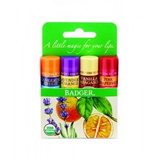 Badger-Classic Lip Balm Green Box Tangerine Breeze 라벤더 & 오렌지 바닐라 마다가스카르 핑크 자, 단일상품, 단일상품