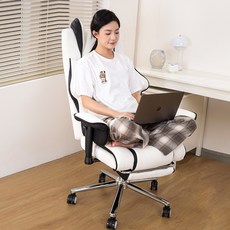 레퓰리 침대형 중역의자 리클라이너 게이밍 의자 고급가죽 사무용 PC방용, 화이트